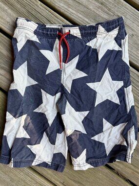 Mini Boden star swim trunk shorts size 9-10Y